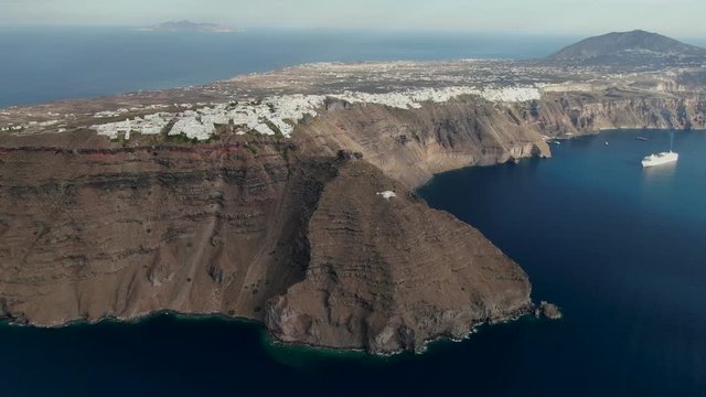 The View Looking North From Thira (Fira), Santorini, Greece. The Famous