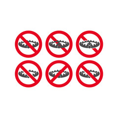 Set sign forbidden to hunt for a trap in a flat style.Vector illustration.