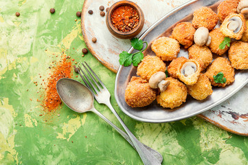 Champignon mushrooms deep-fried