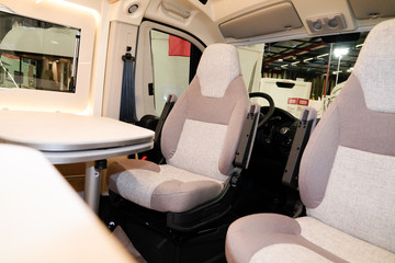 Camper Cabin interior inside a luxury camper van