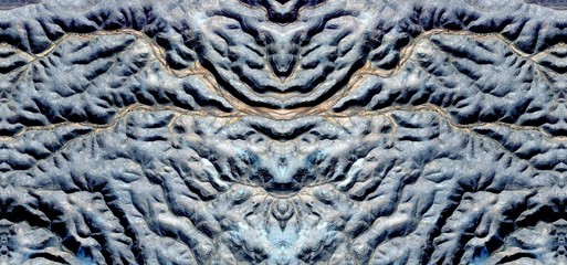 abstract symmetrical photograph of the deserts of Africa from the air, aerial view, abstract...