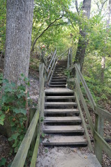 Fototapeta na wymiar Nature Hike with Stairs and Waterfall
