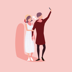 couple of people in love, man and woman embracing each other affectionately