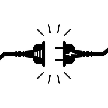 Socket plug isolated icon connection. Plug socket concept. Electric or energy connection icon. Connection and disconnection concept. Concept of 404 error connection. Wire, cable of energy disconnect