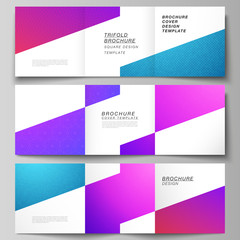 Obraz na płótnie Canvas The minimal vector editable layout of square format covers design templates for trifold brochure, flyer, magazine. Abstract geometric pattern with colorful gradient business background.