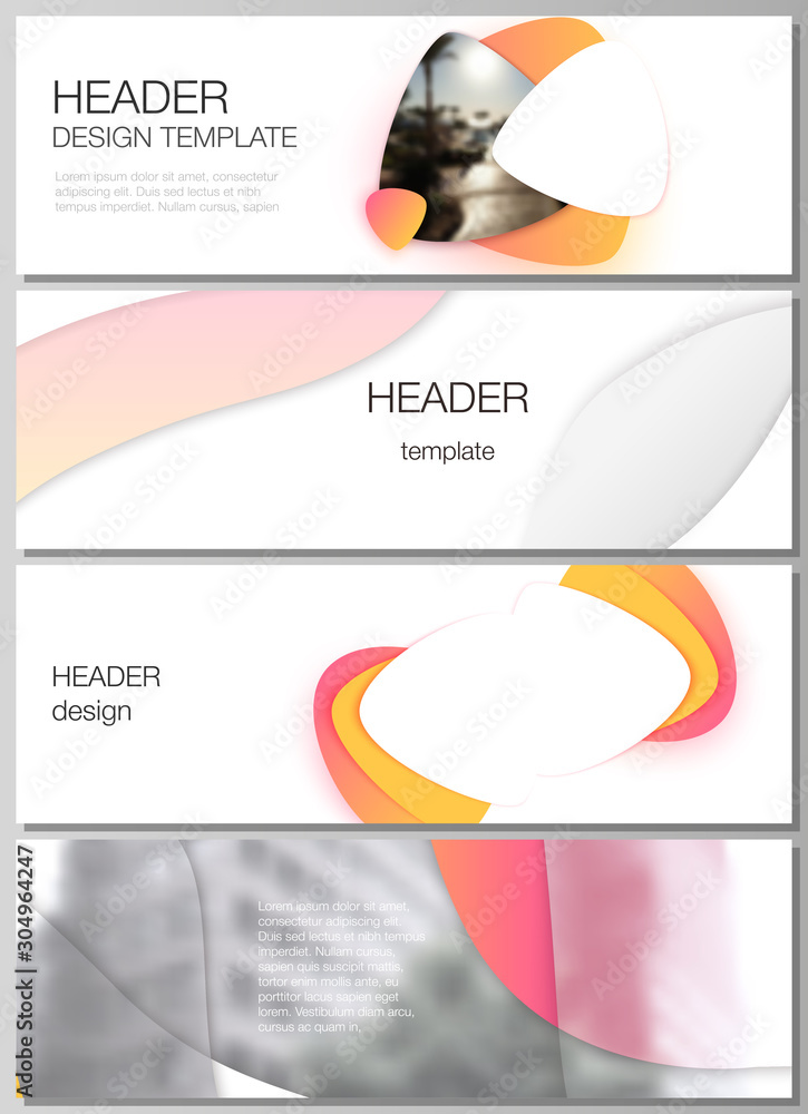 Poster the minimalistic vector illustration of the editable layout of headers, banner design templates. yel