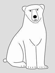 isolated illustration of polar bear , vector drawing