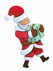 illustration of Santa Claus holding a gift  , vector drawing