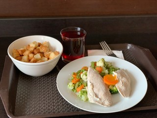 steamed chicken steaks and vegetables