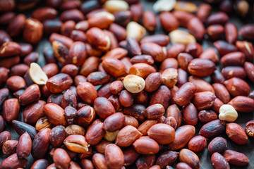 Roasted peanuts in a frying pan