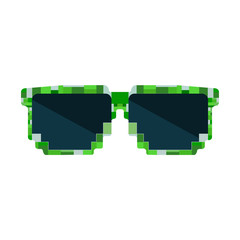 Glasses in the style of pixels and squares. Game points for voices. Idea for game designers. Fan glasses