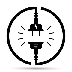 Socket plug isolated icon connection. Plug socket concept. Electric or energy connection icon. Connection and disconnection concept. Concept of 404 error connection