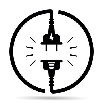Socket plug isolated icon connection. Plug socket concept. Electric or energy connection icon. Connection and disconnection concept. Concept of 404 error connection