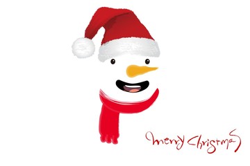 merry christmas card with snowman