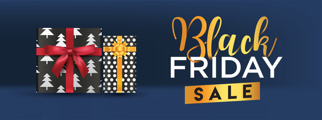 Naklejka premium Black Friday Sale Banner, Lettering design, Vector Illustration