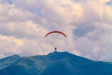 Paragliding in the mountains.
