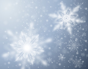 Fototapeta na wymiar Christmas winter background with snowflakes, vector illustration.