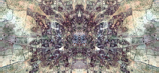 abstract symmetrical photograph of the deserts of Africa from the air, aerial view, abstract...