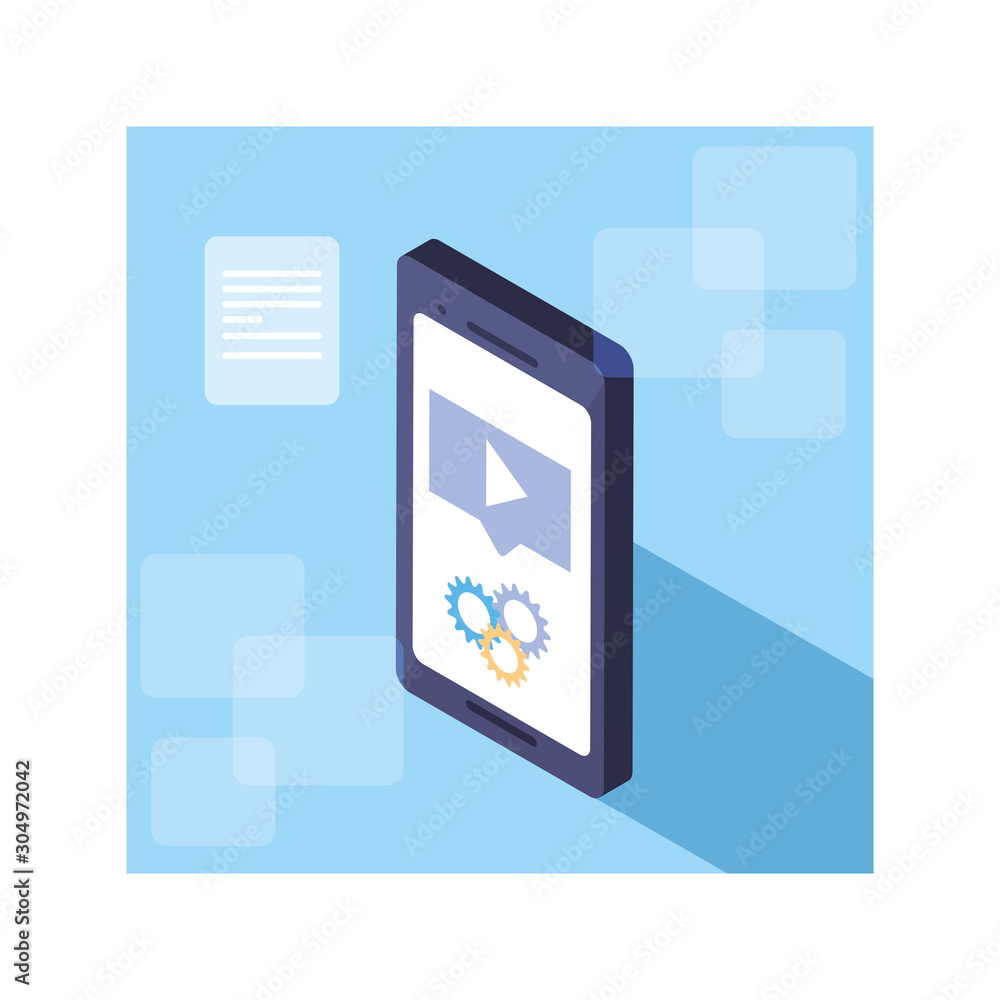 Poster smartphone screen with mobile applications
