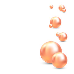 Vector Illustration for your design. Luxury beautiful shining jewellery background with pink pearls vector illustration. Beautiful shiny natural pearls. With transparent glares and highlights for