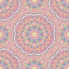 Vector hand drawn doodle mandala flowers. Ethnic Illustration on doodle style.