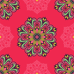 Damask vector festive yellow abstract seamless pattern
