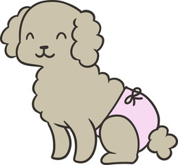 パンツをはいたトイプードルのイラスト_ご機嫌2