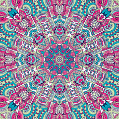 Abstract festive colorful floral vector mandala ethnic tribal pattern