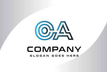 Blue black gradient initial letter OA logo vector template