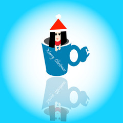 Obraz premium Santa Claus, black long hair woman In a coffee cup