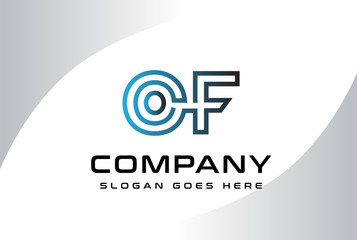 Blue black gradient initial letter OF logo vector template