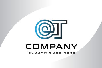 Blue black gradient initial letter OT logo vector template