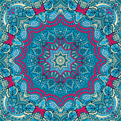 Abstract festive colorful mandala vector ethnic tribal pattern