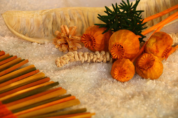 adventsdeko im schnee mit naturmaterial