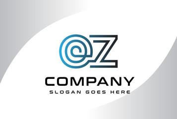 Blue black gradient initial letter OZ logo vector template
