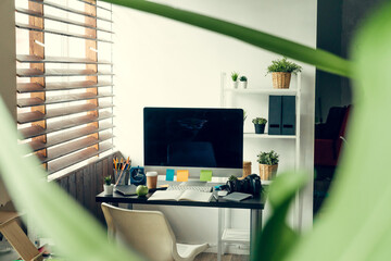 Working table of a photographer close up