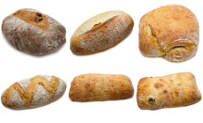 Fototapeta na wymiar Bread products on a white background