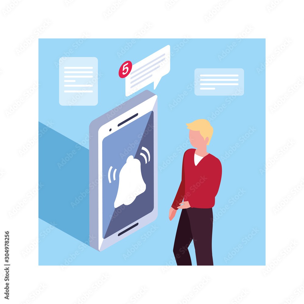 Aufkleber man with smartphone screen and mobile applications
