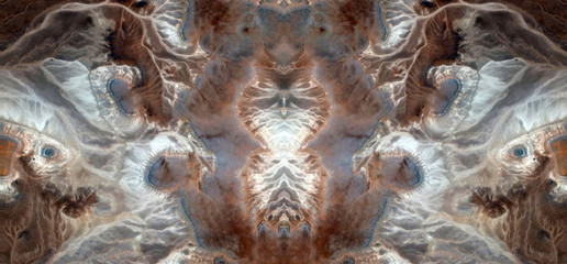 abstract symmetrical photograph of the deserts of Africa from the air, aerial view, abstract...