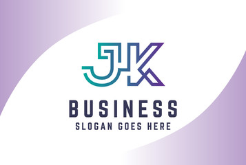 Green purple gradient initial letter JK logo vector template