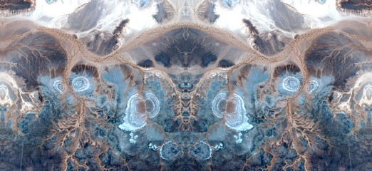 abstract symmetrical photograph of the deserts of Africa from the air, aerial view, abstract...