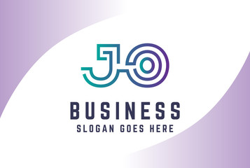 Green purple gradient initial letter JO logo vector template