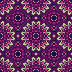Abstract geometric floral colorful seamless pattern ornamental.