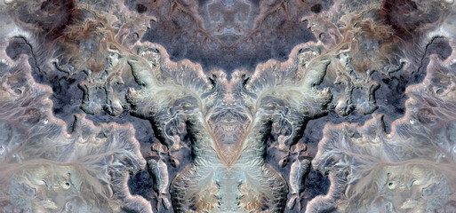 abstract symmetrical photograph of the deserts of Africa from the air, aerial view, abstract...