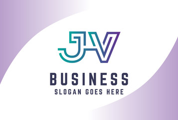 Green purple gradient initial letter JV logo vector template