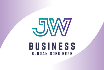 Green purple gradient initial letter JW logo vector template