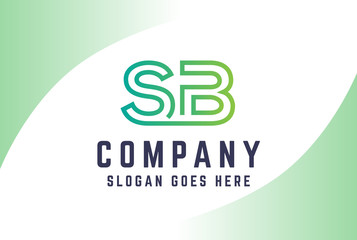 Green light gradient initial letter SB logo vector template