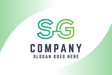 Green light gradient initial letter SG logo vector template
