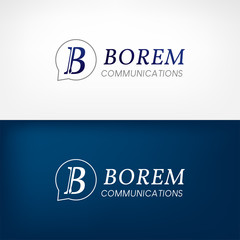 Letter 'b' logo design with a pen shape inside. Vector design.	