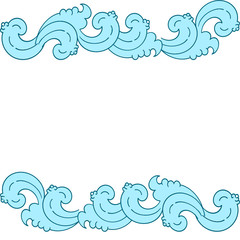 Thai water wave pattern, wind wave, dark blue background For a decorative background And the Water Festival of Thai Songkran and Loi Krathong